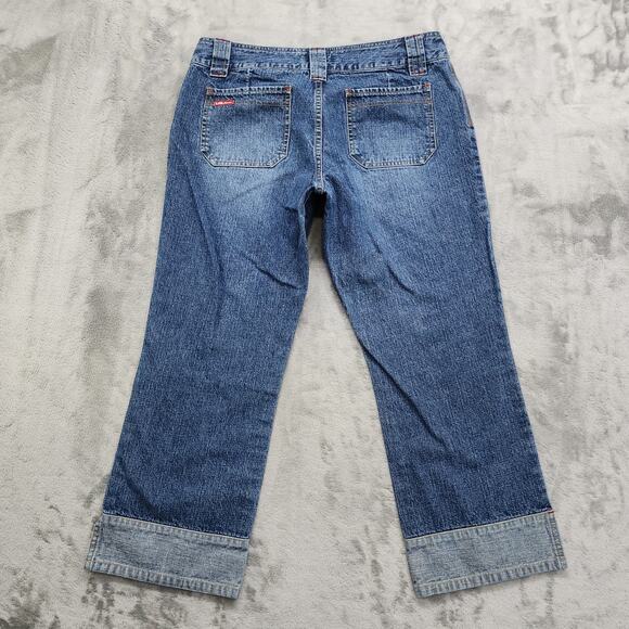 Vintage 90s Unionbay Jeans Womens 13 Juniors Crop Double Button Two-Tone Hem - Picture 2 of 11